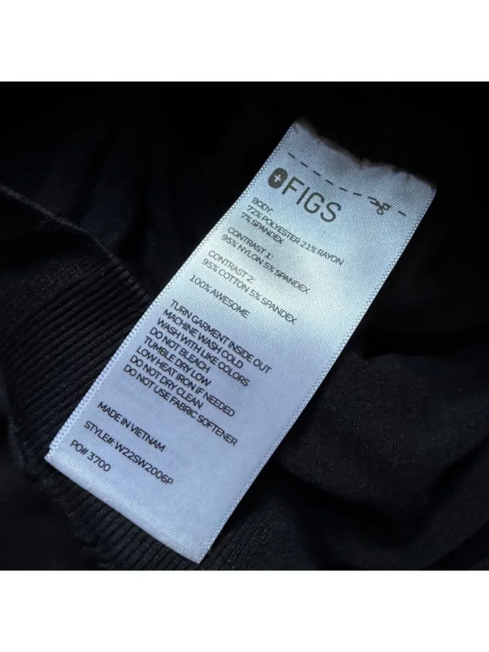 Figs Zamora Jogger Scrub Pants Black Slim Fit Elastic Waistband Drawstring Pocke